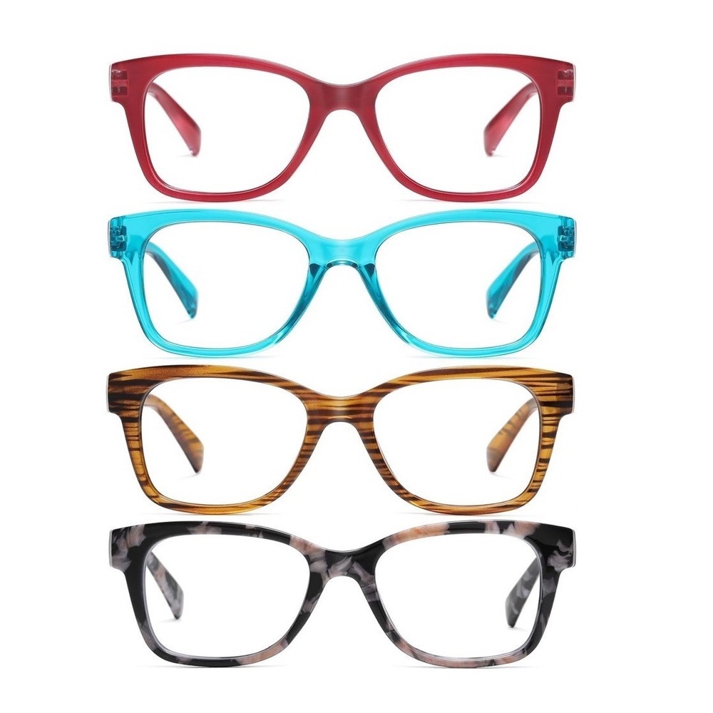 New Blue Lite Blocking Reading Glasses 4 Pack Spring Hinge Fashion Readers +3.25